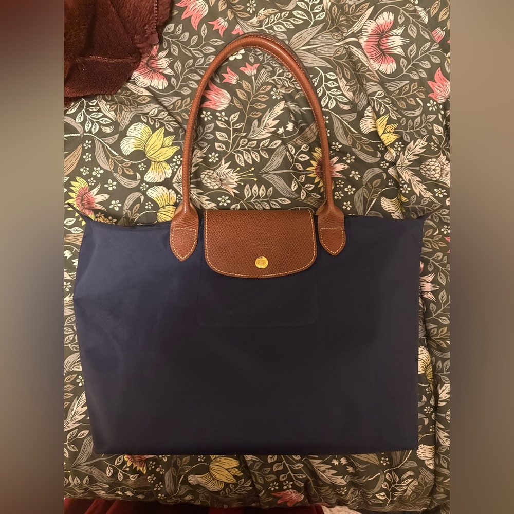 Longchamp Medium Navy Nylon Tote with Organizer
